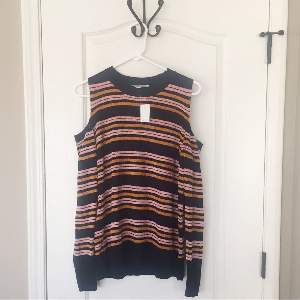 LOFT cold shoulder sweater. Multi-color.